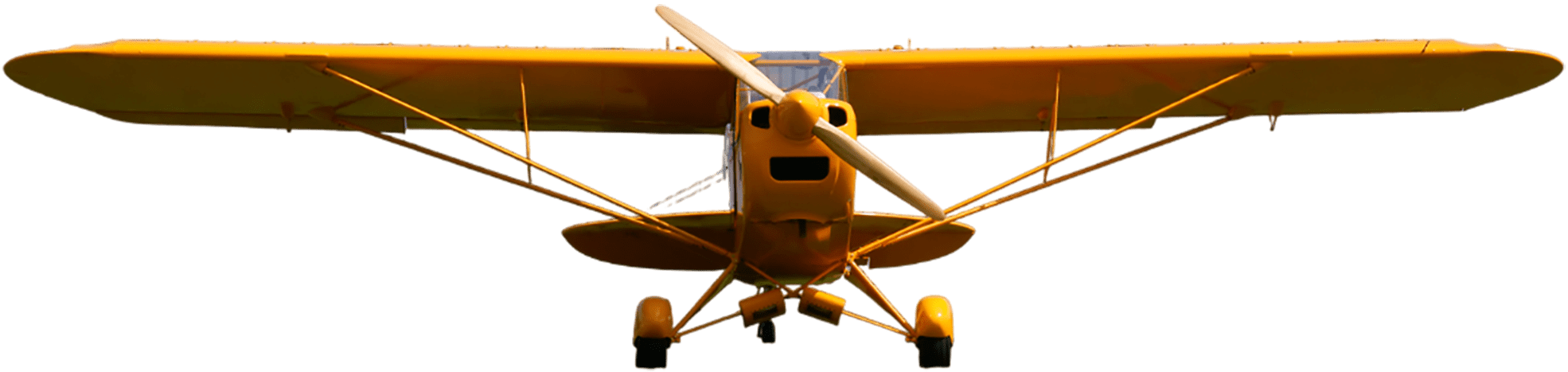 Bright yellow biplane with a large wingspan, viewed head-on. Showcases its distinct design, relevant for aviation enthusiasts and historical aircraft discussions.